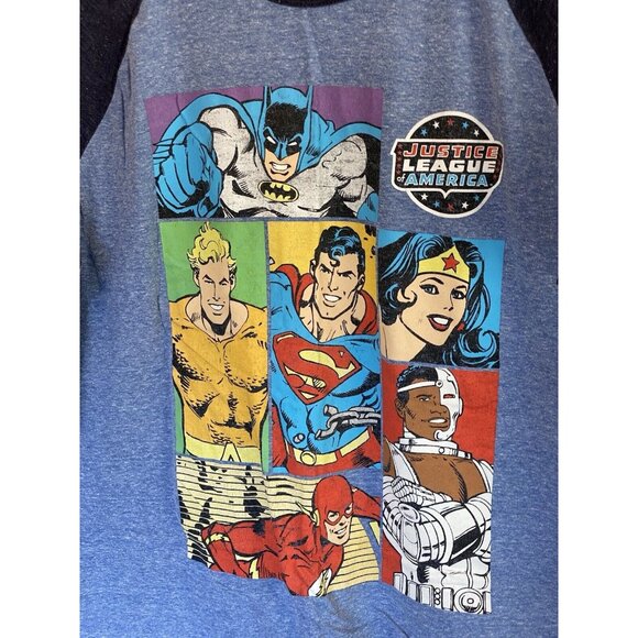 Justice League America DC Comics Men's XL Blue T-Shirt Ringer Tee - Picture 4 of 9